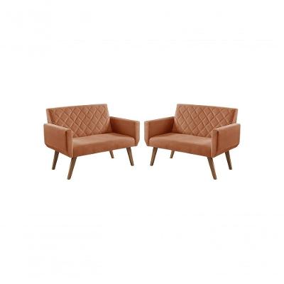 Kit 2 Poltronas 2 Lugares Braço Anabelle Unidecor Terracota