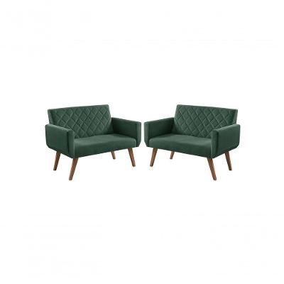 Kit 2 Poltronas 2 Lugares Braço Anabelle Unidecor Verde