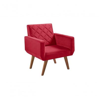 Poltrona 1 Lugar Braço Anabelle Unidecor Vermelho.