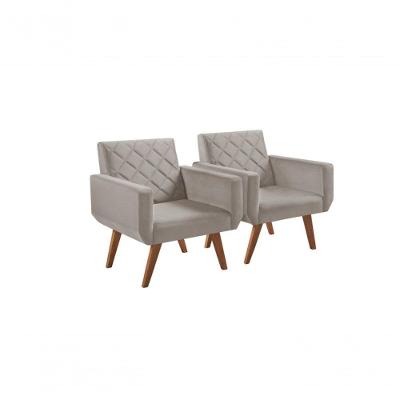 Kit 2 Poltronas 1 Lugar Braço Anabelle Unidecor Bege