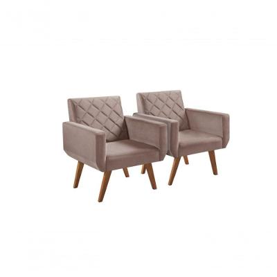 Kit 2 Poltronas 1 Lugar Braço Anabelle Unidecor Cappuccino