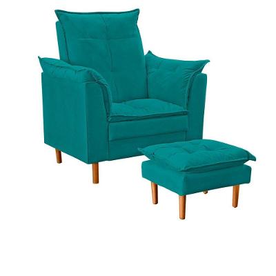 Poltrona De Amamentação Com Puff Ana Suede Cor:azul Turquesa