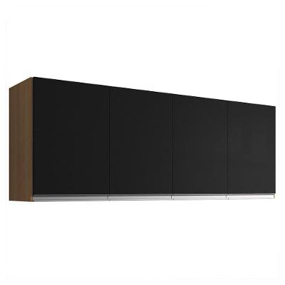 Armário De Cozinha Aéreo 150cm 4 Portas Andréia Amêndoa Preto