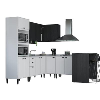 Armário De Cozinha Completa Lótus New Carraro Branco/preto