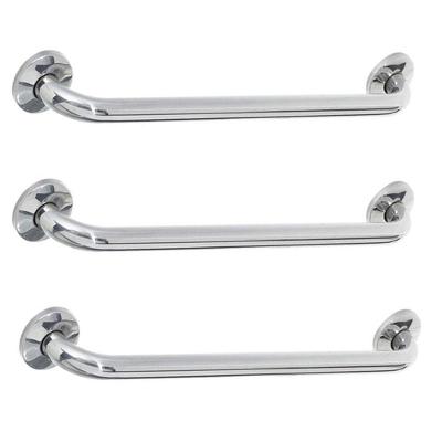 Alça De Apoio Barra 40cm Kit 3 Unidades Inox Cadeirante Deficiente Idoso Acessibilidade Banheiro