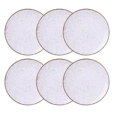 Jogo De Pratos Rasos 6 Pcs Rústico 25 Cm Porcelana Decorada Tramontina
