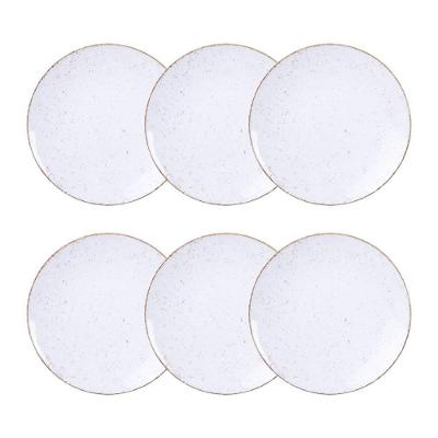 Jogo De Pratos Sobremesa Rústico 6 Peças 21 Cm Porcelana Decorada Tramontina