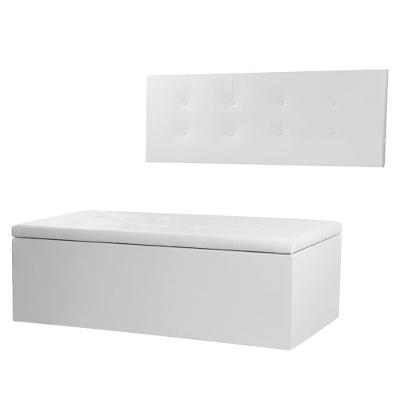 Cabeceira Painel E Calçadeira Baú Casal Queen 1,60m Berlim Sintético Branco Dal Poz Estofados
