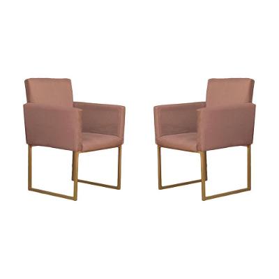 Conjunto 02 Poltronas Para Recepção E Sala Klara Suede Cappuccino
