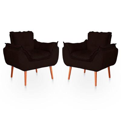 Kit 02 Poltronas Opala Para Sala Confortável Resistente Marrom