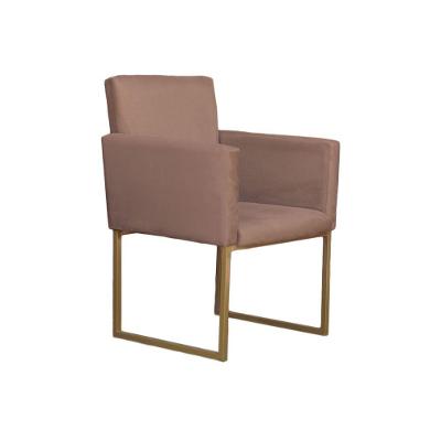 Poltrona Klara Para Sala E Recepção Base Dourada Suede Cappuccino