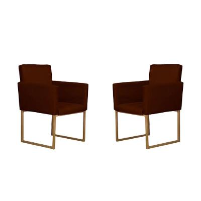 Conjunto 02 Poltronas Para Recepção E Sala Klara Suede Bordô