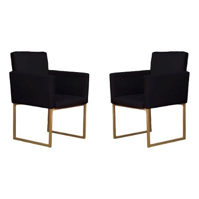 Conjunto 02 Poltronas Para Recepção E Sala Klara Suede Preto