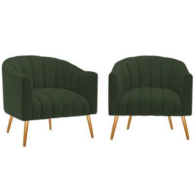 Kit 02 Poltronas Decorativas Senna Linho Verde