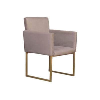 Poltrona Klara Para Sala E Recepção Base Dourada Suede Bege