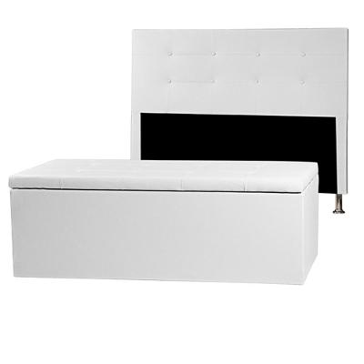 Kit Cabeceira E Calçadeira Baú Casal Queen 1,60m Berlim Material Sintético Branco Dal Poz Estofados