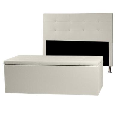 Kit Cabeceira E Calçadeira Baú Casal King 1,95m Berlim Material Sintético Bege Dal Poz Estofados