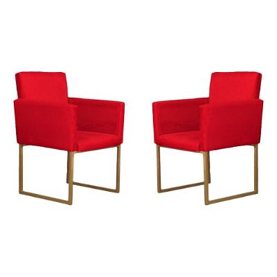 Conjunto 02 Poltronas Para Recepção E Sala Klara Suede Vermelho