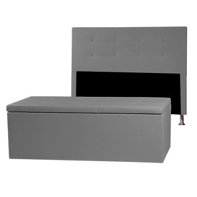 Kit Cabeceira E Calçadeira Baú Casal Queen 1,60m Berlim Material Sintético Cinza Dal Poz Estofados