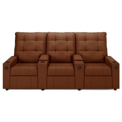 Poltrona Do Papai Reclinável Mallie 3 Lugares Baú Usb Fh9 Veludo Terracota - Mpozenato