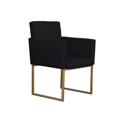 Poltrona Klara Para Sala E Recepção Base Dourada Suede Preto