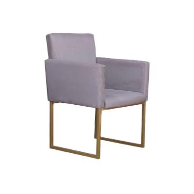 Poltrona Klara Para Sala E Recepção Base Dourada Suede Cinza
