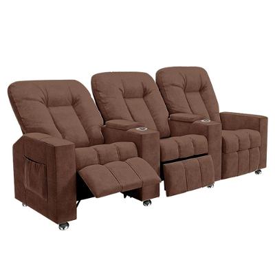 Poltrona Reclinável Para Cinema 3 Lugares Praddo Fh9 Veludo Terracota Mpozenato