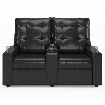 Poltrona Do Papai Reclinável Mallie 2 Lugares Baú Usb Fh9 Pu Preto Brilho - Mpozenato