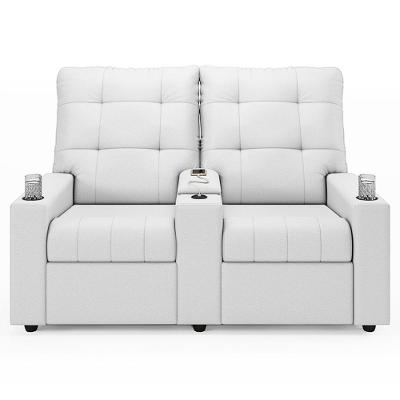 Poltrona Do Papai Reclinável Mallie 2 Lugares Baú Usb Fh9 Pu Branco - Mpozenato