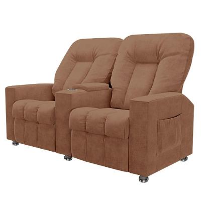 Poltrona Reclinável Para Cinema 2 Lugares Praddo Fh9 Veludo Terracota Mpozenato
