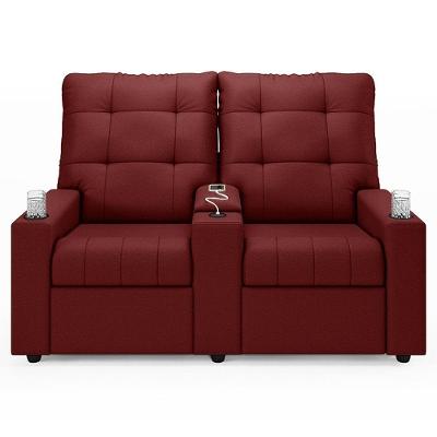 Poltrona Do Papai Reclinável Mallie 2 Lugares Baú Usb Fh9 Veludo Vermelho - Mpozenato