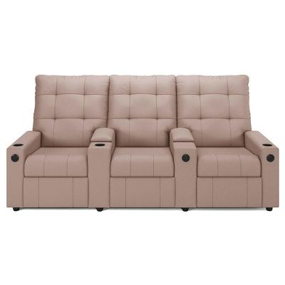 Poltrona Do Papai Reclinável Mallie 3 Lugares Baú Usb Fh9 Veludo Rosê - Mpozenato