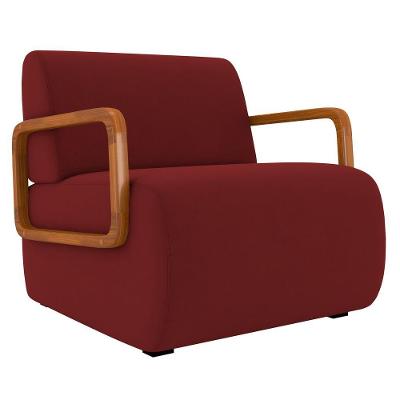 Poltrona Decorativa Orgânica Para Sala Belarus K04 Veludo Vermelho Mpozenato
