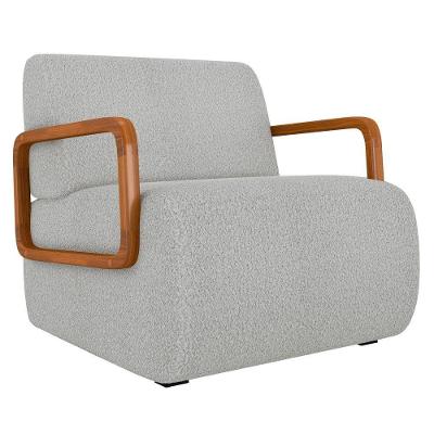 Poltrona Decorativa Orgânica Para Sala Belarus K04 Bouclê Cinza Claro Mpozenato
