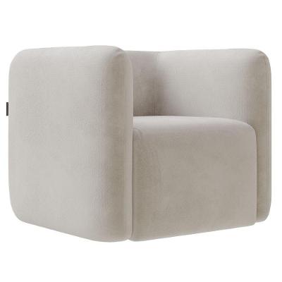 Poltrona Para Sala De Estar Decorativa Quadrada Maggie K04 Veludo Bege - Mpozenato
