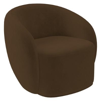 Poltrona Para Sala De Estar Giratória Orgânica Garbin K04 Veludo Marrom - Mpozenato