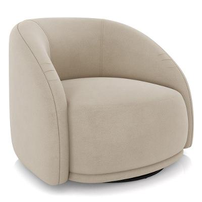 Poltrona Decorativa Orgânica Giratória Lya M22 Suede Bege Mpozenato
