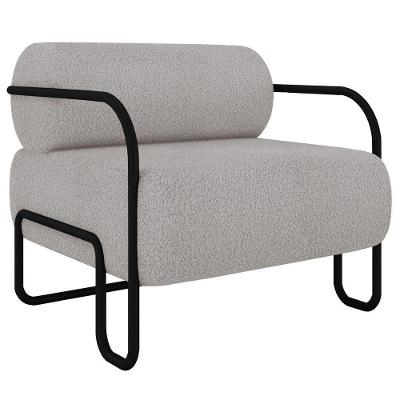 Poltrona Decorativa Para Sala Industrial Kira K04 Bouclê Creme Mpozenato