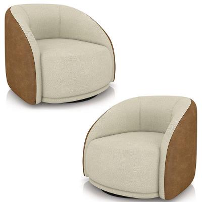 Poltrona Decorativa Giratória Kit 2 Lya M22 Bouclê Beg Sintético Marrom Mpozenato