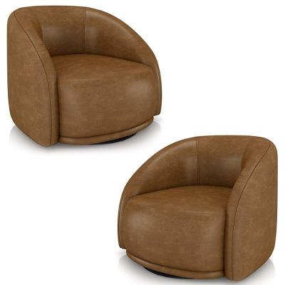 Poltrona Decorativa Orgânica Giratória Kit 2 Lya M22 Sintético Marrom Mpozenato