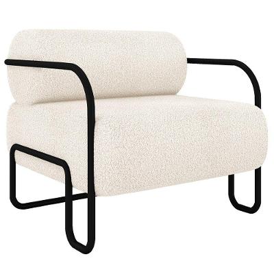 Poltrona Decorativa Para Sala Industrial Kira K04 Bouclê Bege Mpozenato