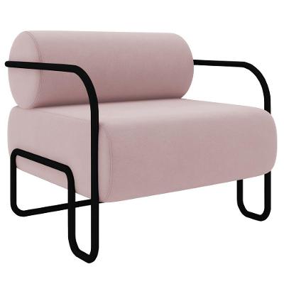 Poltrona Decorativa Para Sala Industrial Kira K04 Veludo Rosê Mpozenato