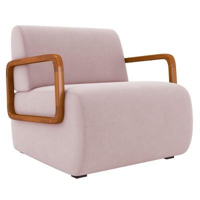 Poltrona Decorativa Orgânica Para Sala Belarus K04 Veludo Rosê Mpozenato