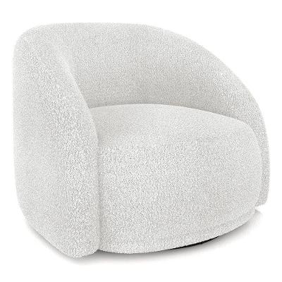 Poltrona Decorativa Orgânica Giratória Lya M22 Bouclê Branco Mpozenato