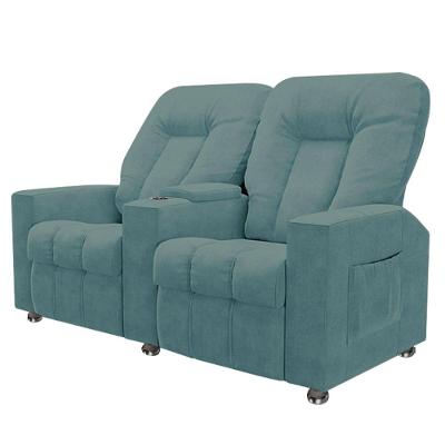 Poltrona Reclinável Para Cinema 2 Lugares Praddo Fh9 Veludo Azul Claro Mpozenato