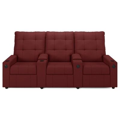 Poltrona Do Papai Reclinável Mallie 3 Lugares Baú Usb Fh9 Pu Vermelho - Mpozenato