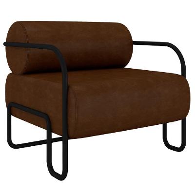 Poltrona Decorativa Industrial Kira K04 Sintético Marrom Escuro Mpozenato