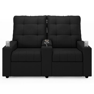 Poltrona Do Papai Reclinável Mallie 2 Lugares Baú Usb Fh9 Pu Preto - Mpozenato