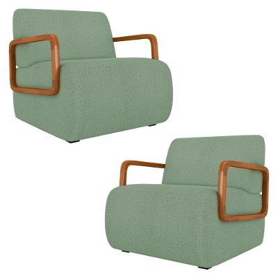 Poltrona Decorativa Orgânica Para Sala Kit 2 Belarus K04 Bouclê Oliva Mpozenato