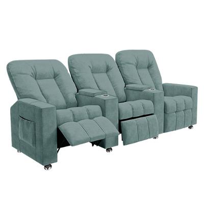 Poltrona Reclinável Para Cinema 3 Lugares Praddo Fh9 Veludo Azul Claro Mpozenato